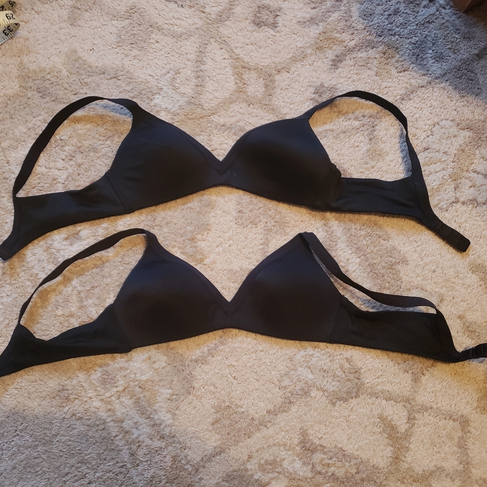 2 Black Warner Padded Bras size 34 A